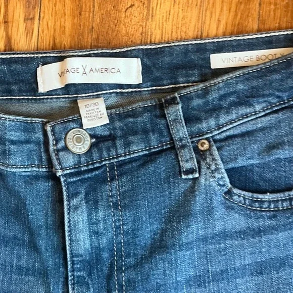 Vintage America Blues Womens 10/30 Vintage Bootcut Jeans Blue Embroidered Pocket - Picture 4 of 4